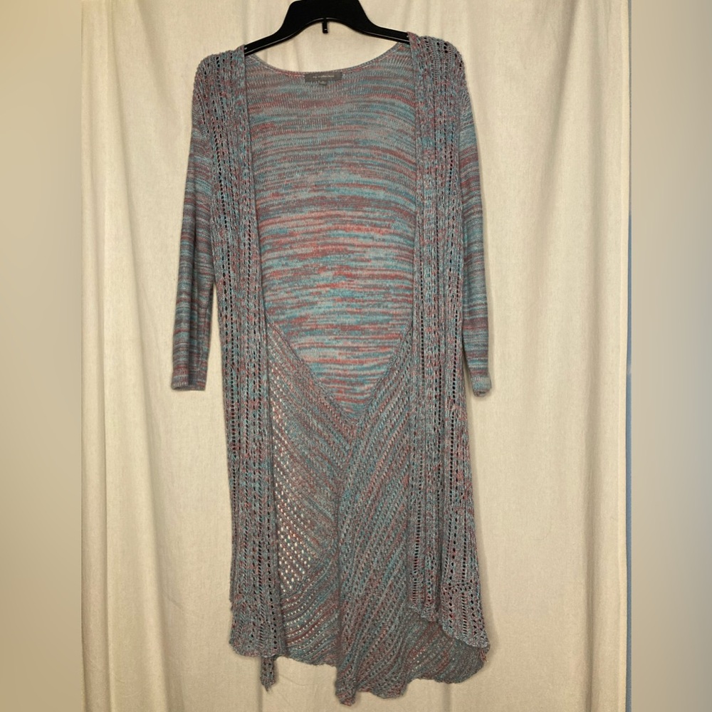 NY Collection, Light Pink and Light Blue Knit Cardigan, Size Small